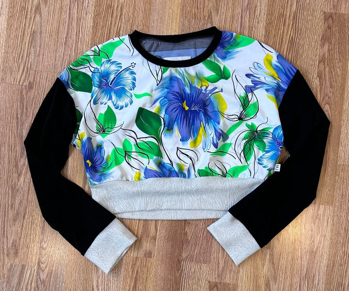 Melanie Jacqueline floral/striped metallic crop (S/M)