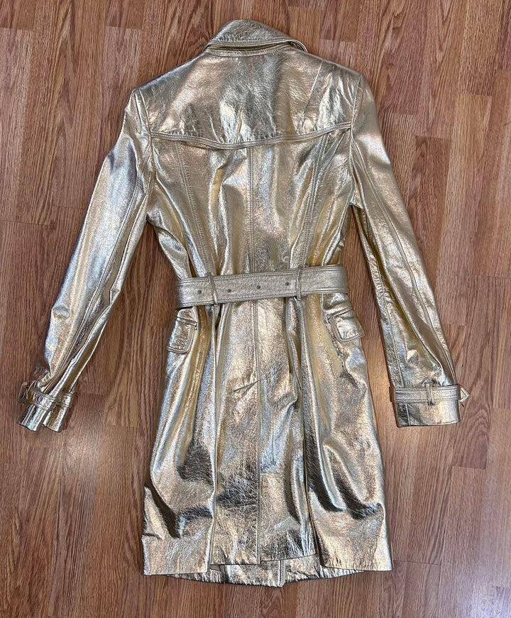 Burberry London metallic leather belted trench (size 8)