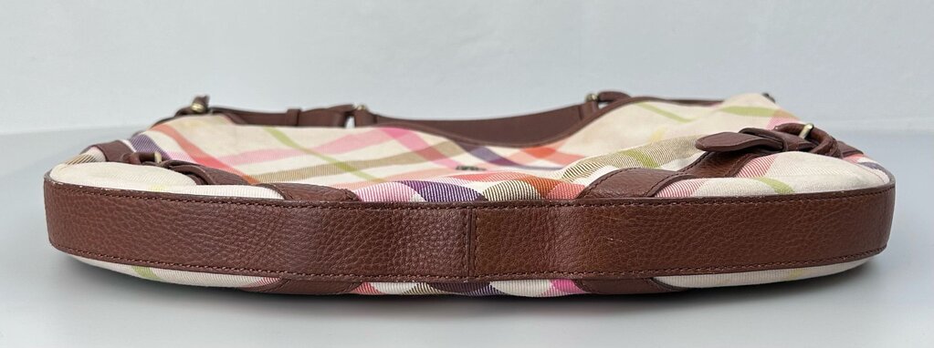 Burberry Prorsum leather/canvas pastel plaid hobo bag