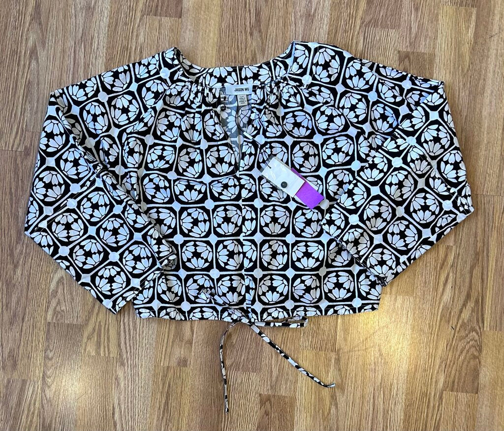 Jason Wu NWT poplin print boxy tie front (S)