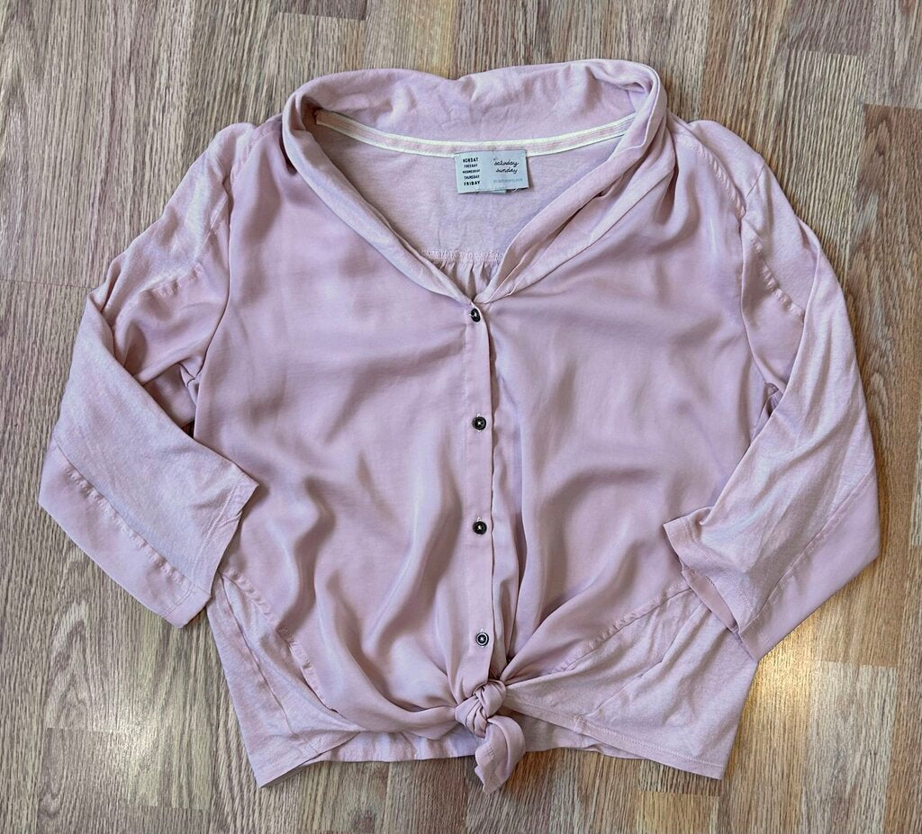 Saturday Sunday 3/4 sleeve paneled button-up (XS)