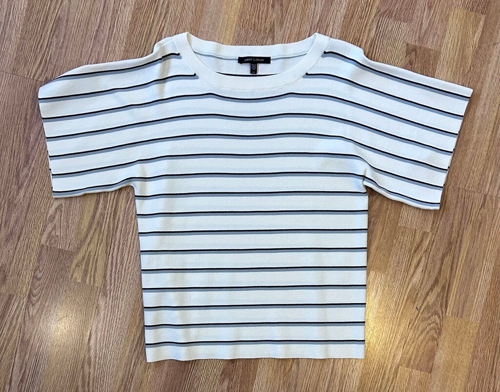 Judith & Charles boxy striped stretchy tee (S)