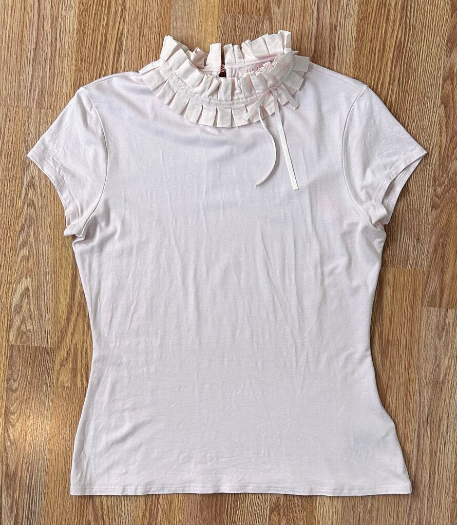 Ted Baker pleated collar ribbon detail tee (M)