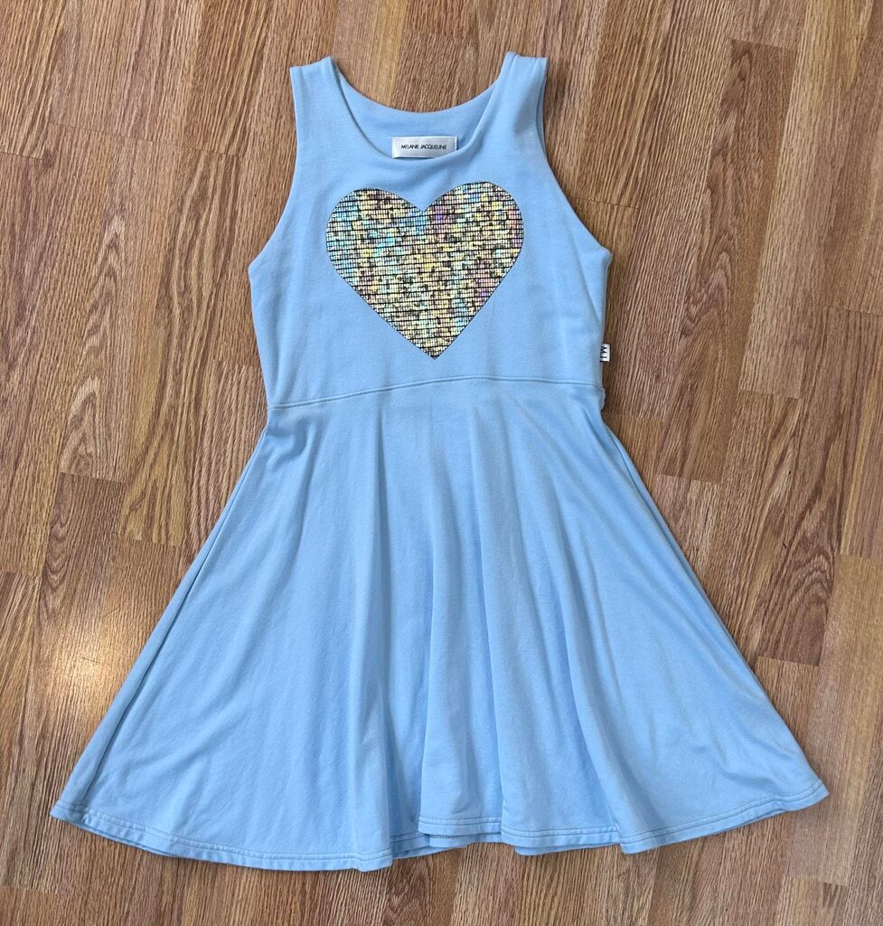 Melanie Jacqueline fit/flare twirly metallic heart minidress (XS/S)