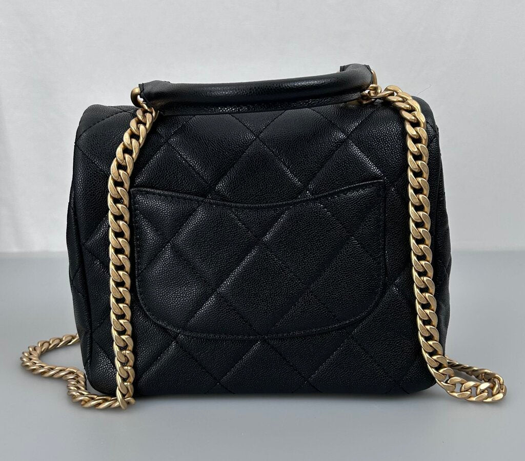 Chanel caviar mini square top handle flap bag