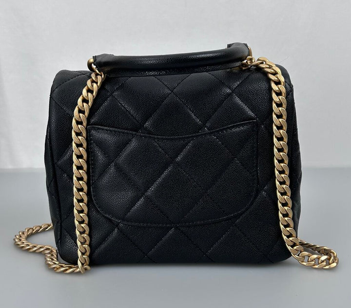 Chanel caviar mini square top handle flap bag