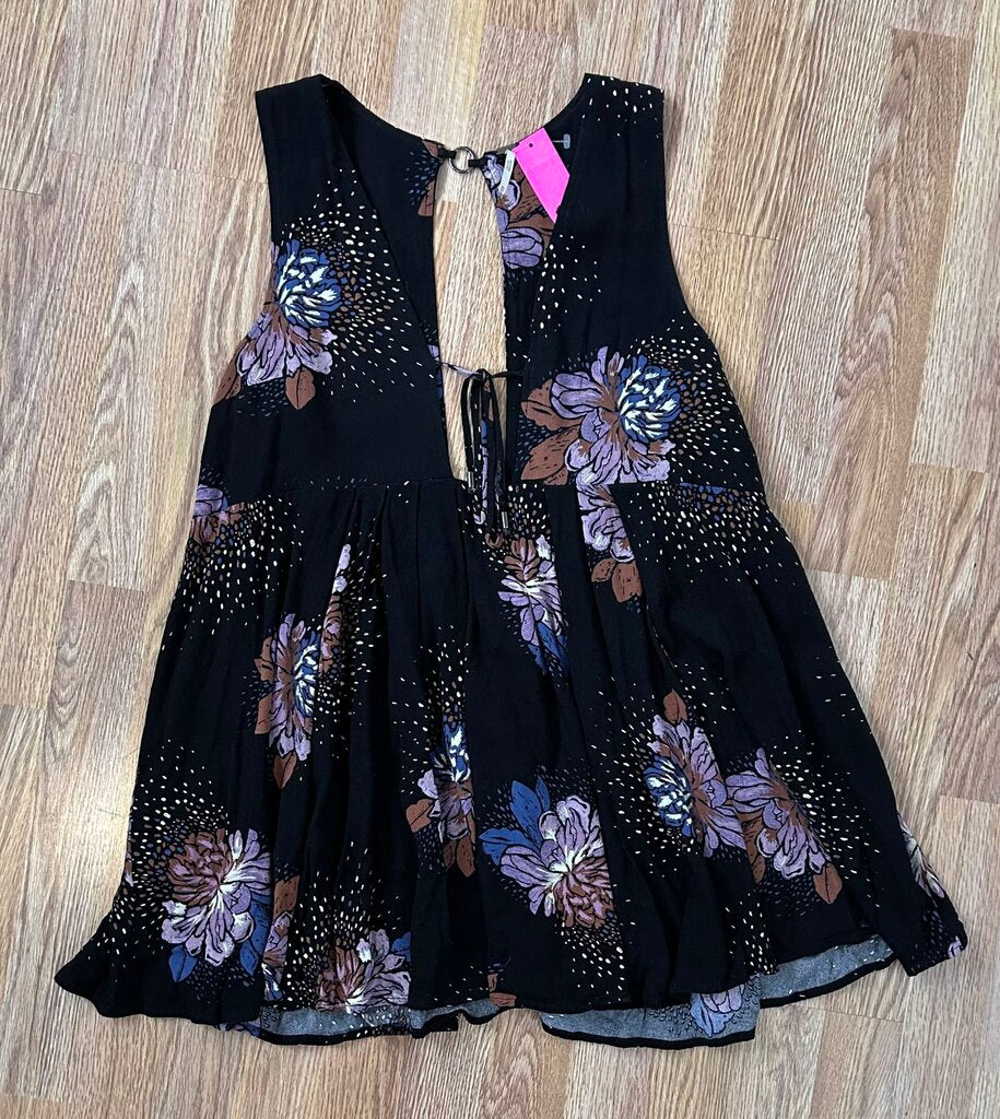 Free People floral boho deep-v swing minidress (XS)