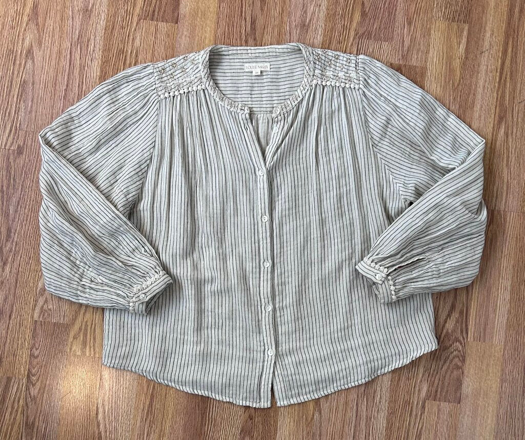 Louise Misha embroidered back detail striped blouse (S)