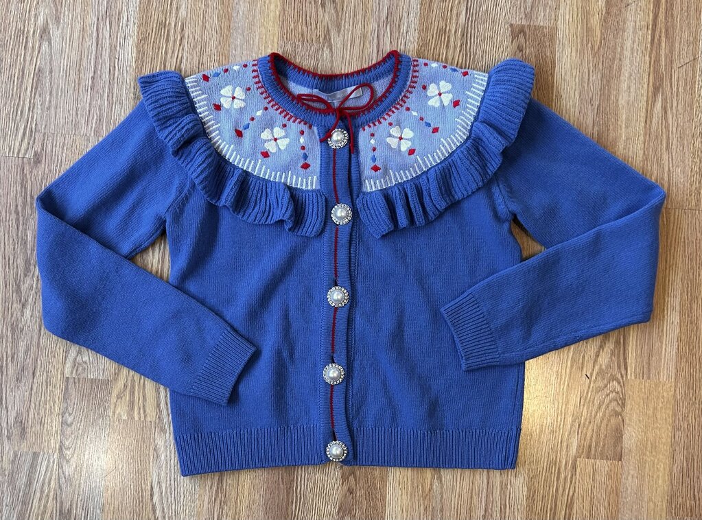 Hill House pearl button frilly cardigan (L)