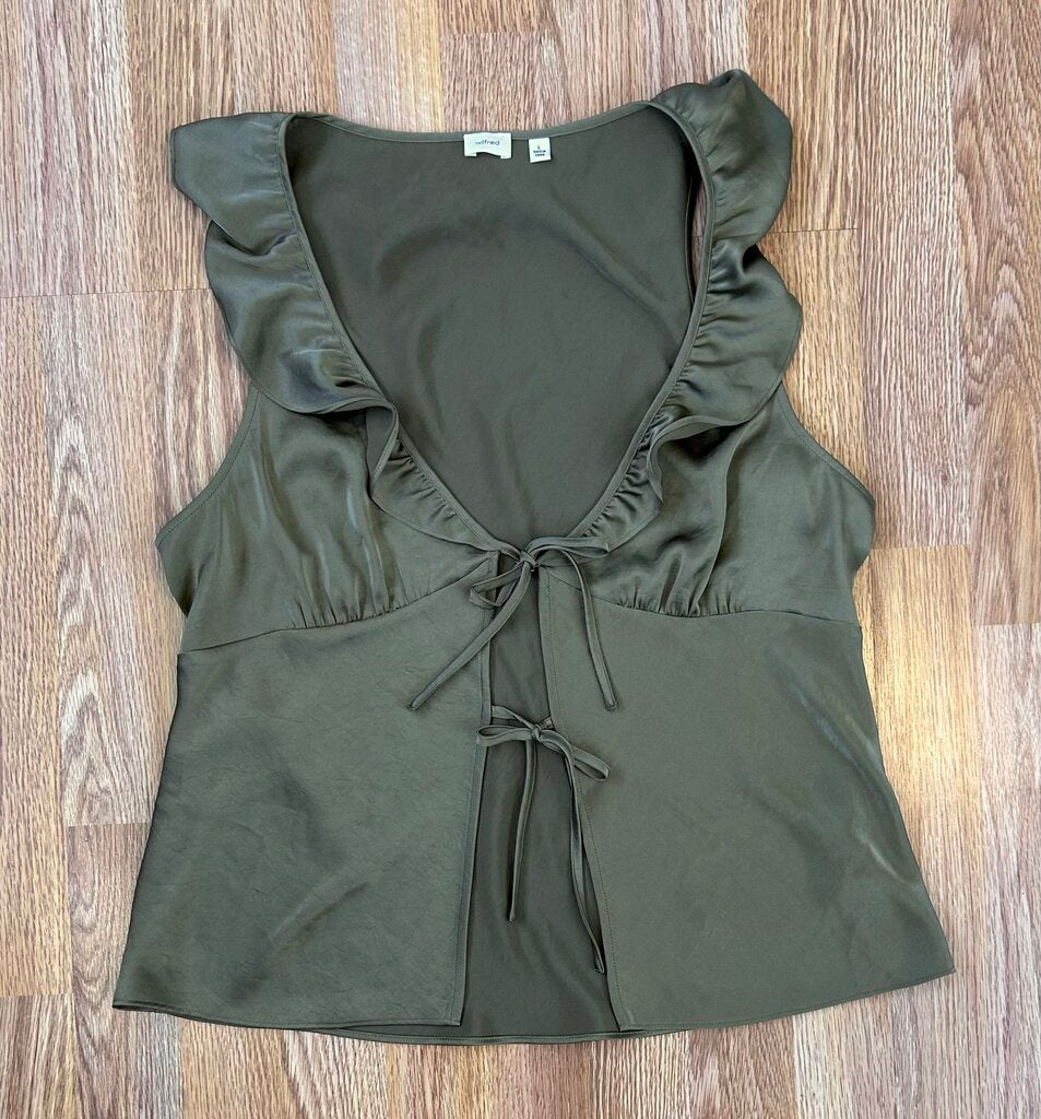 Wilfred satin ruffle tie front top (L)