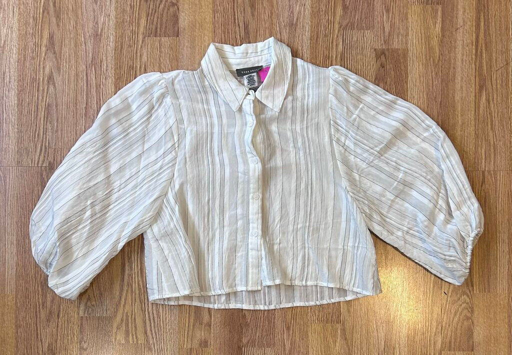 Sans Souci pinstripe crop button up (S)