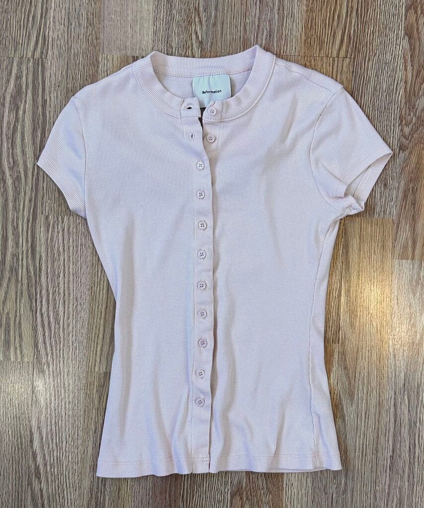 Reformation ribbed button down tee (XS/S)