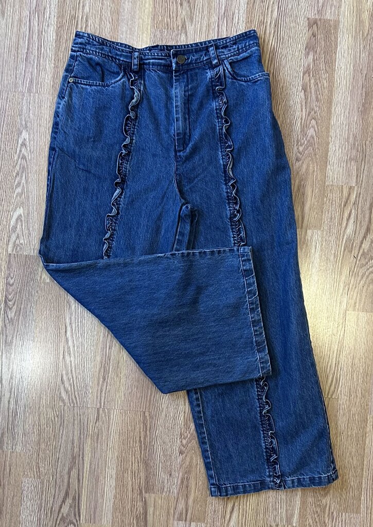 Cleobella ruffle detail wide leg crop jean (size 28)