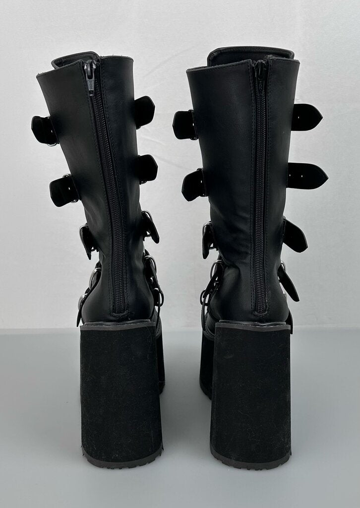 Demonia Swing-230 heart buckle platform boot (size 9)