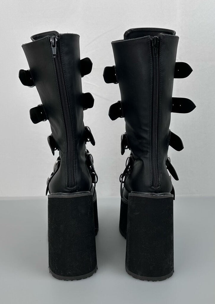 Demonia Swing-230 heart buckle platform boot (size 9)