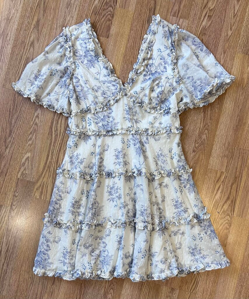 Needle & Thread ruffle floral peasant minidress (size 10)