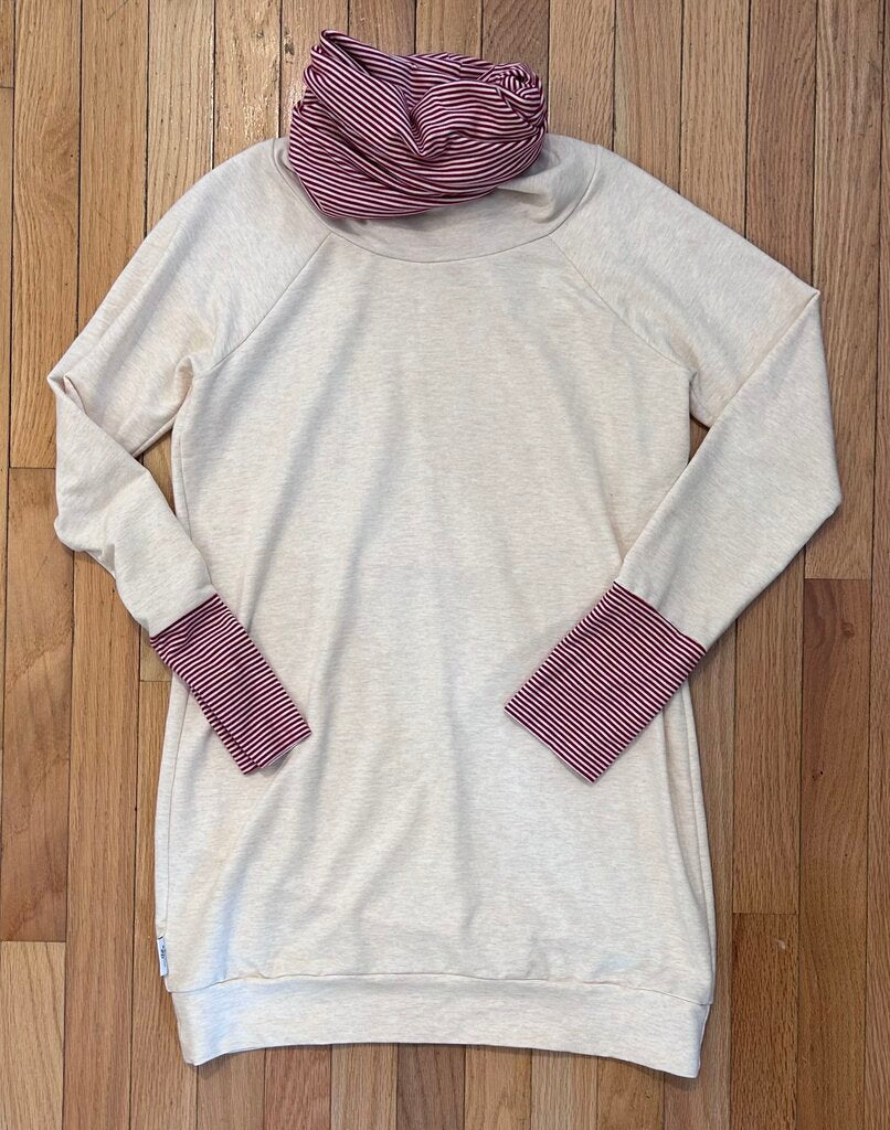 Antisewcial (local) large striped cowlneck pullover (M)