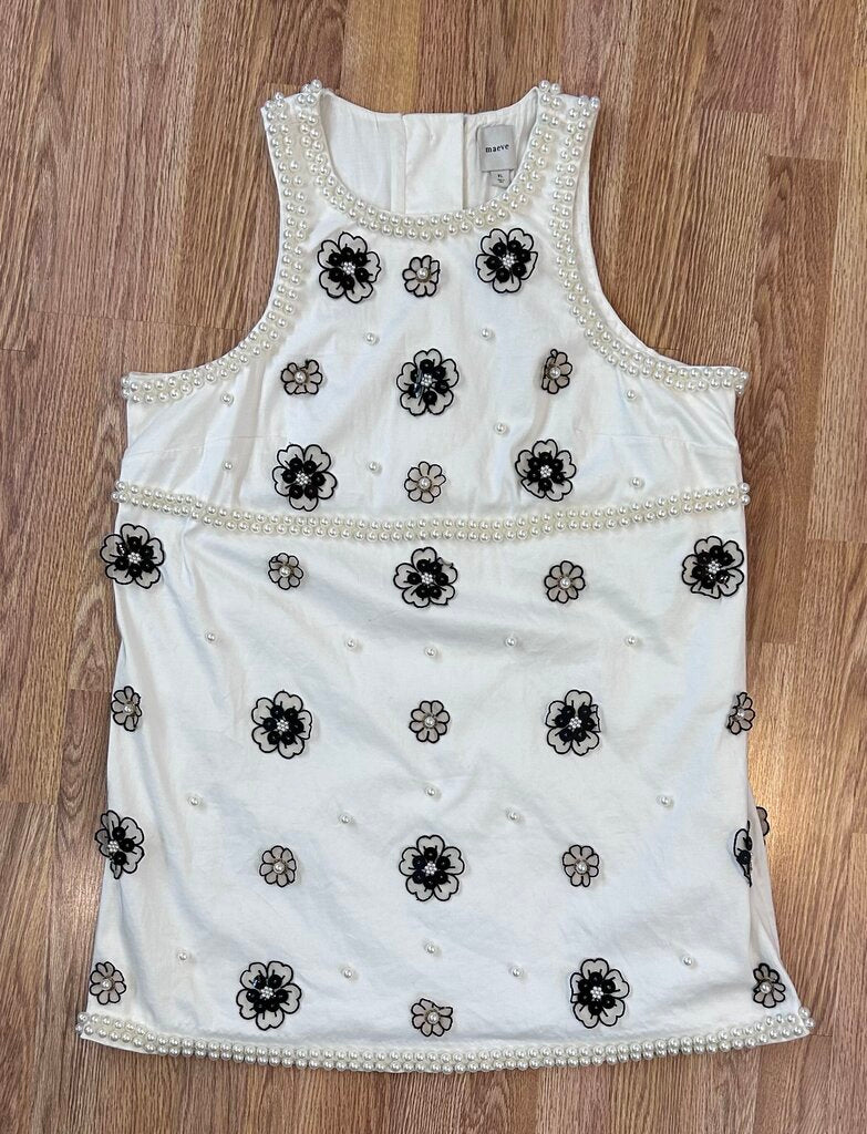 Maeve (Anthropologie) NWT 3D pearl beaded shift minidress (XL)