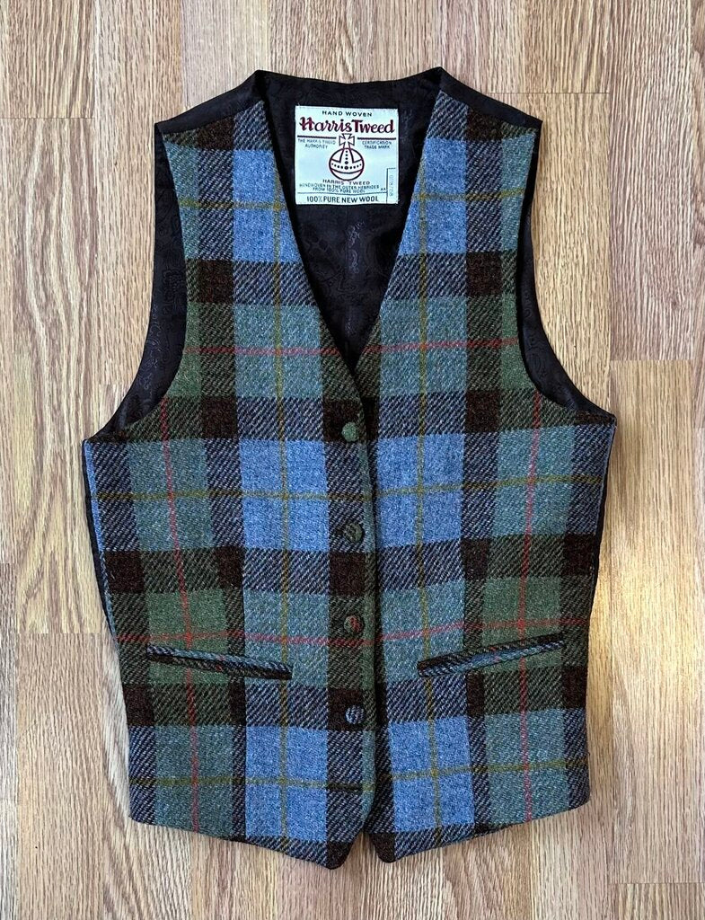 Harris Tweed 100% wool plaid waistcoat vest (S)