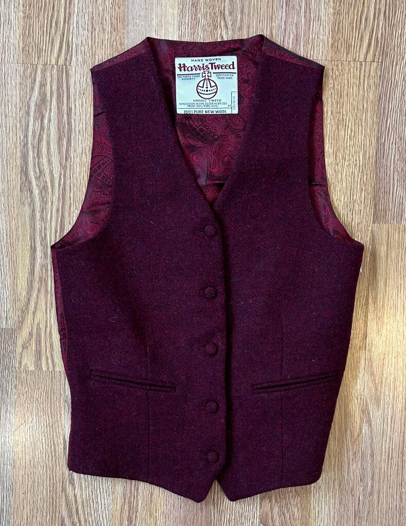 Harris Tweed 100% wool plaid waistcoat vest (S)