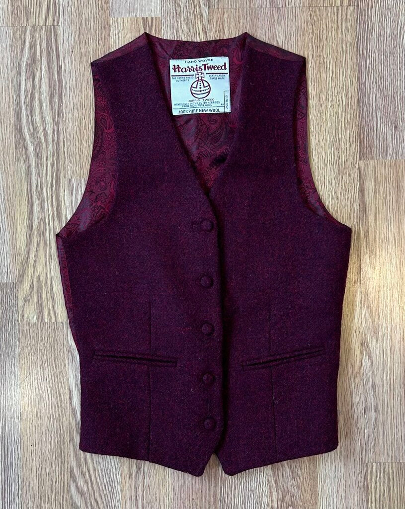 Harris Tweed 100% wool plaid waistcoat vest (S)