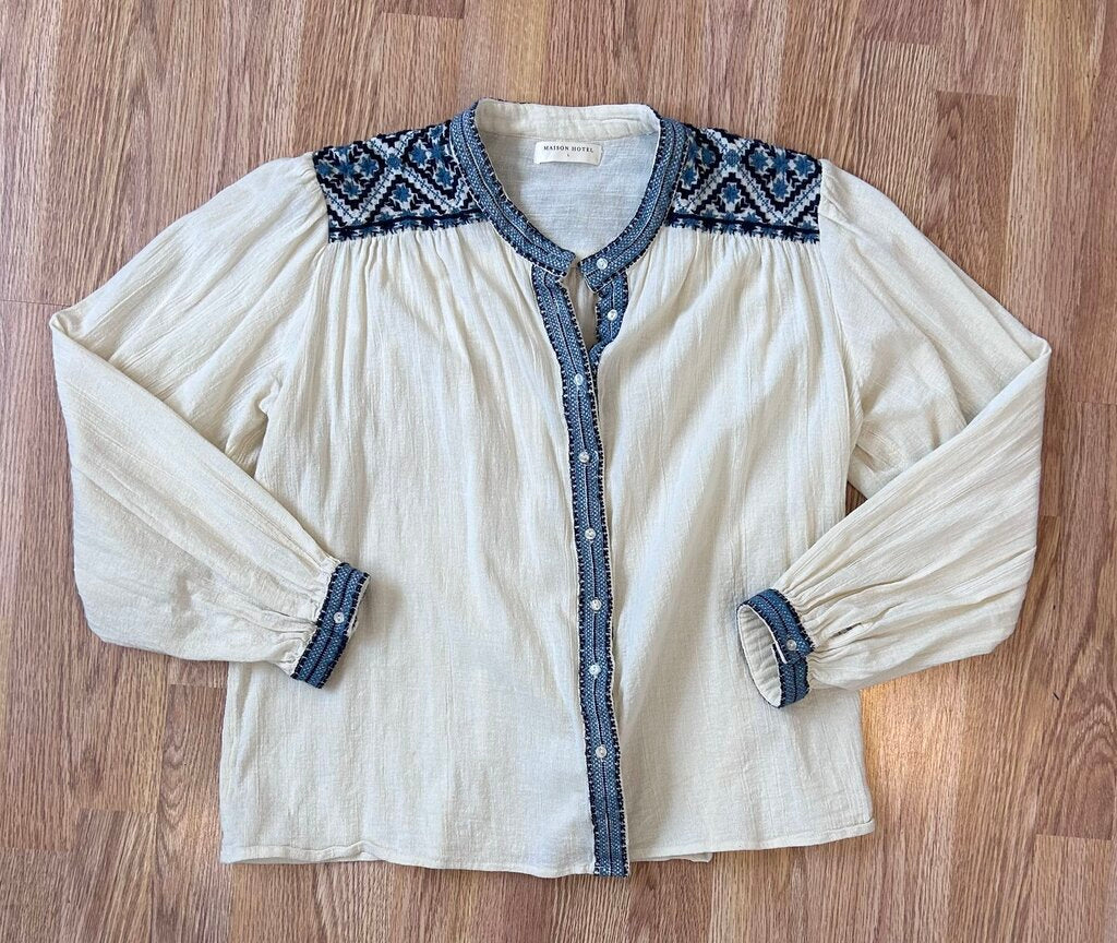 Maison Hotel embroidered placket button down (L)