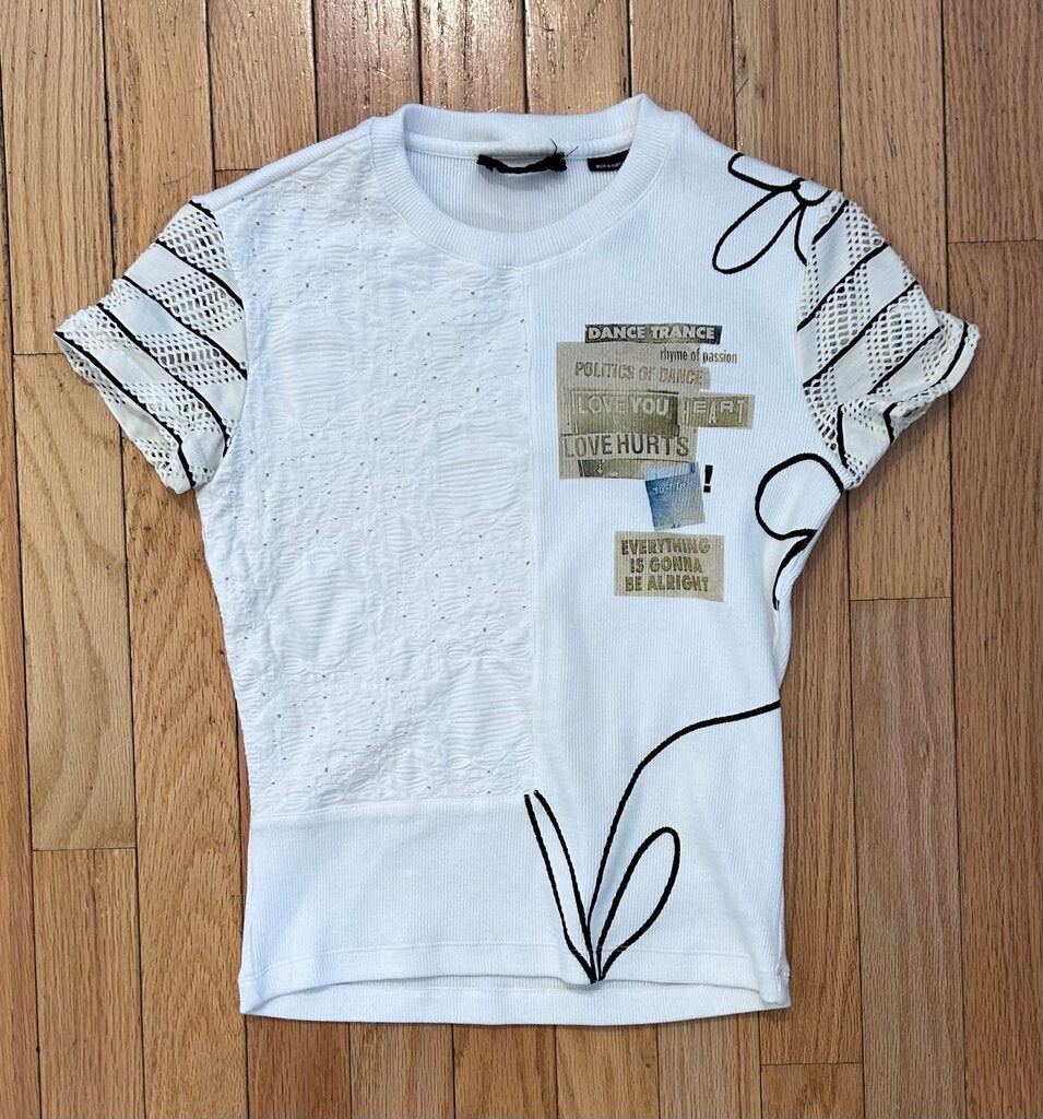Desigual "Dance Trance" stretch graphic crop (XS/S)