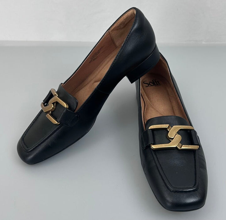 sofft brass buckle low heel loafer (size 8)
