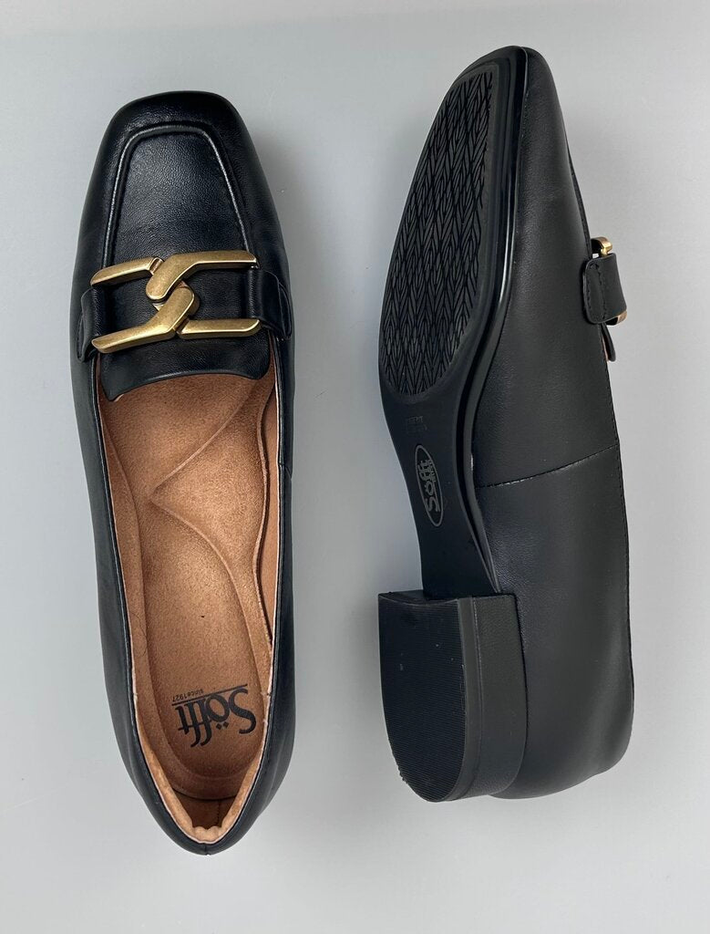 sofft brass buckle low heel loafer (size 8)