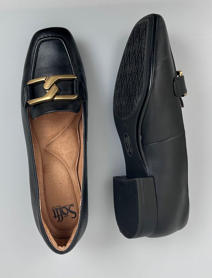 sofft brass buckle low heel loafer (size 8)