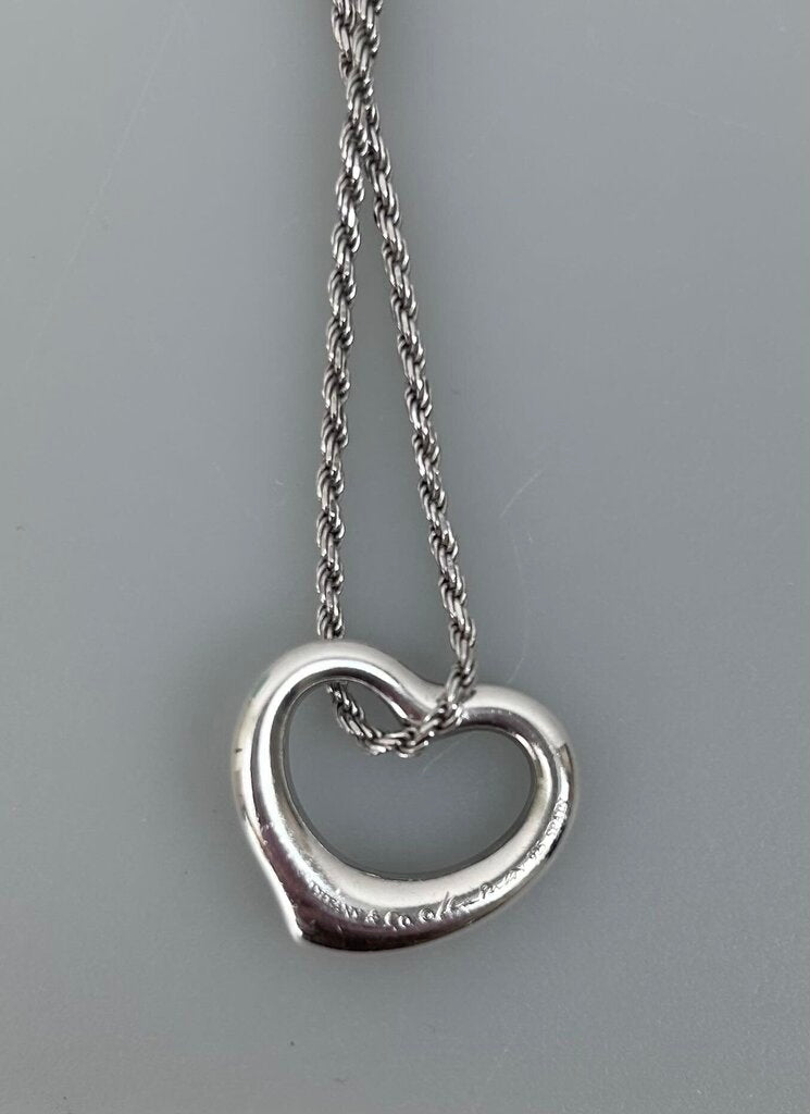Tiffany silver open heart pendant