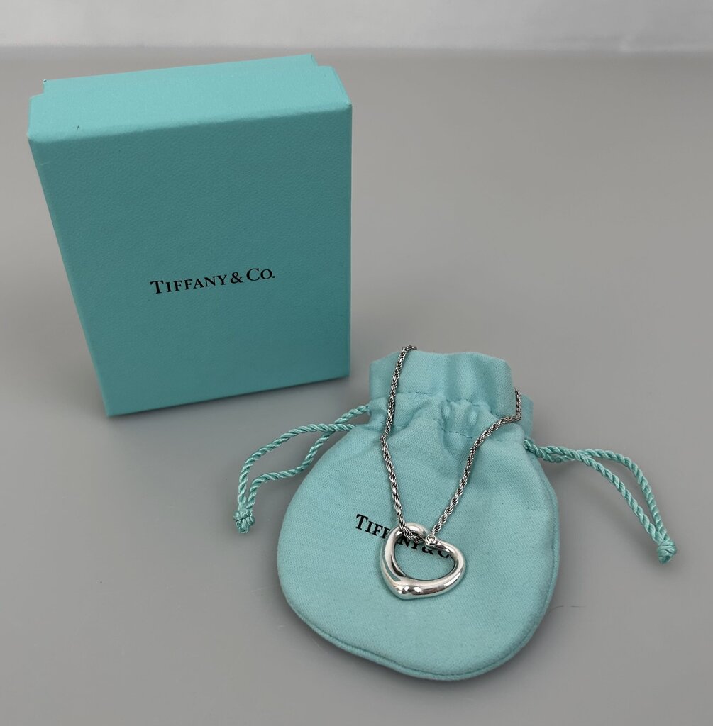 Tiffany silver open heart pendant
