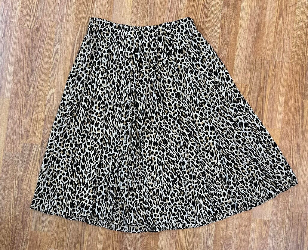 J. Crew pleated leopard midi skirt (size 8)