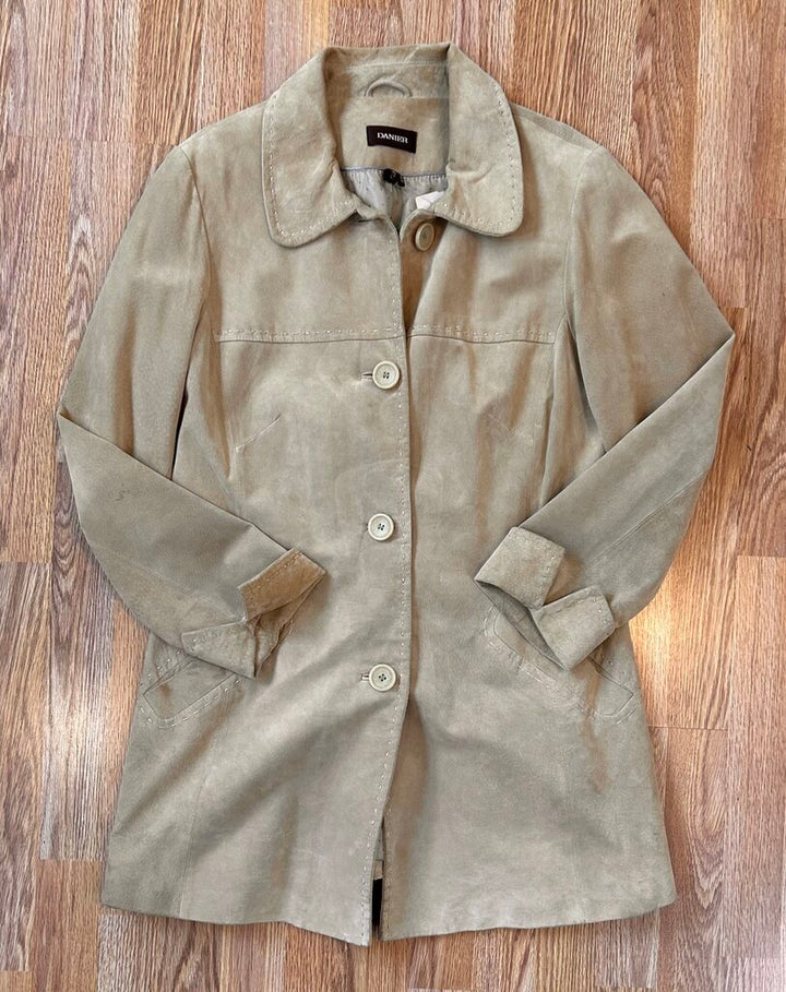 Danier embroidered detail suede jacket (L)