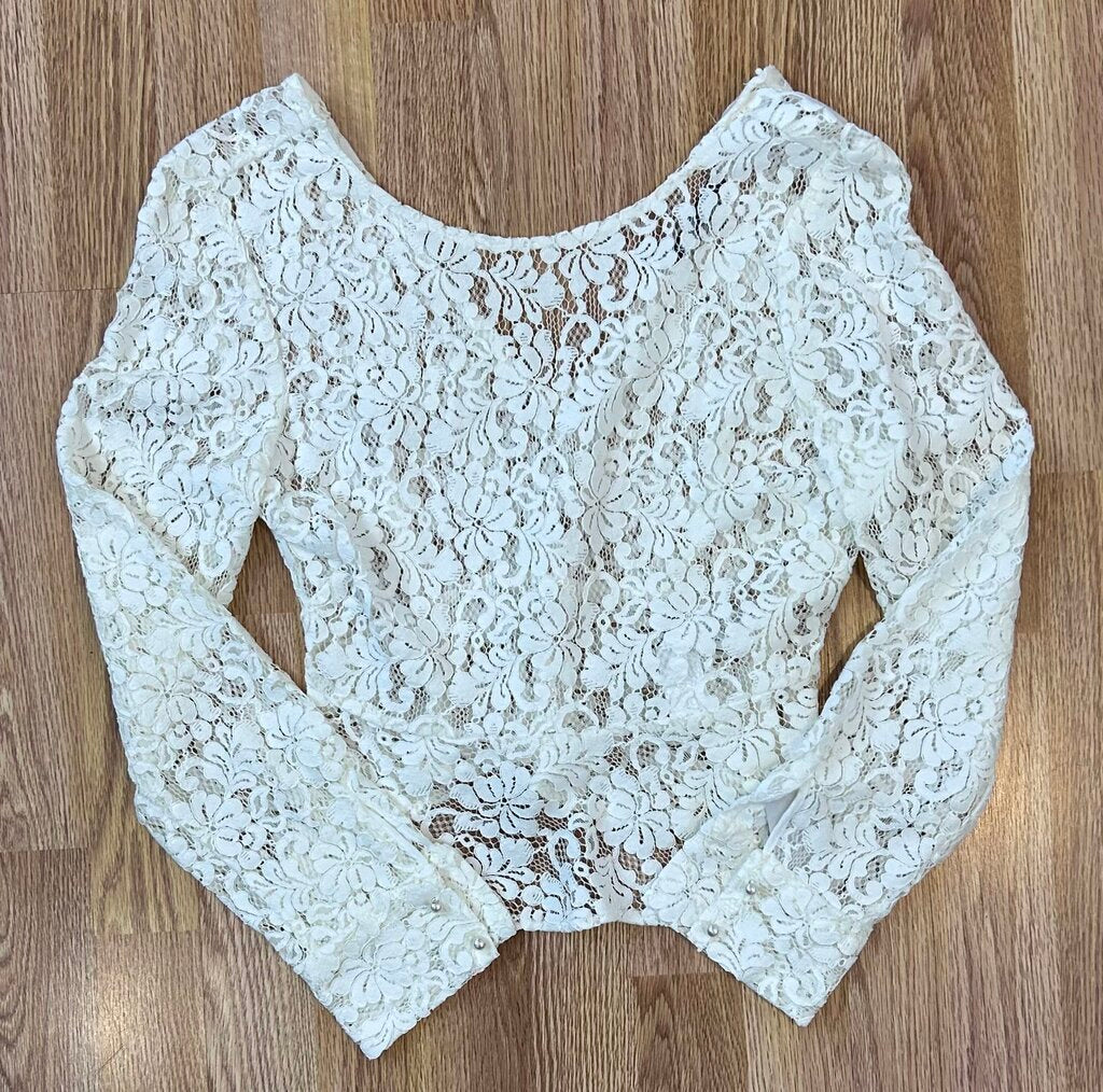 Zara lace peplum v-back top (M)