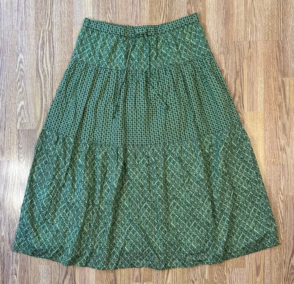 JJill cotton multi print midi skirt (S)