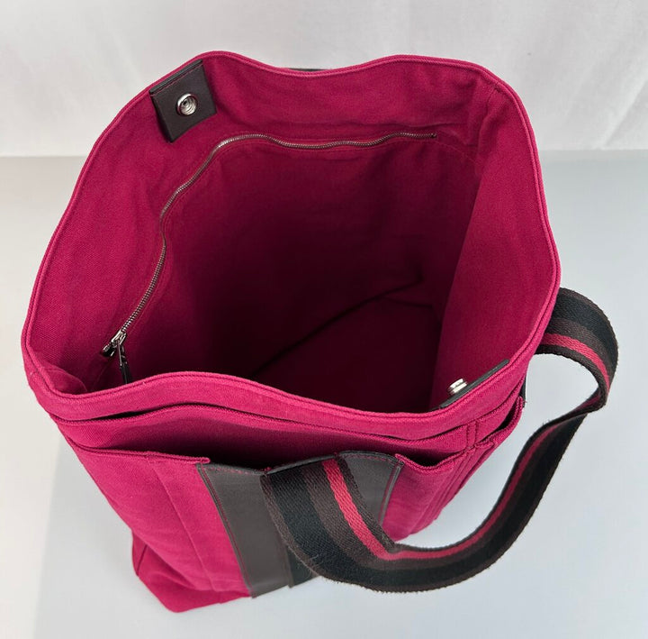 Hermes "Troca Horizonal" Canvas red shopping tote