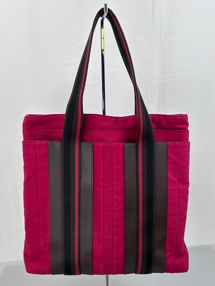 Hermes "Troca Horizonal" Canvas red shopping tote