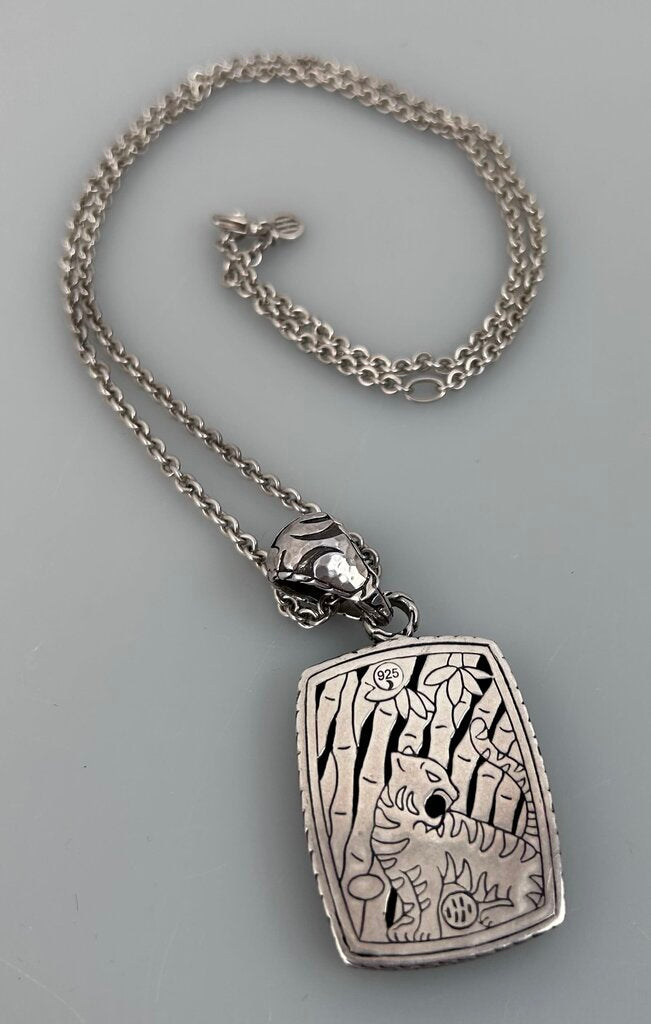 John Hardy square tiger detail pendant on chain