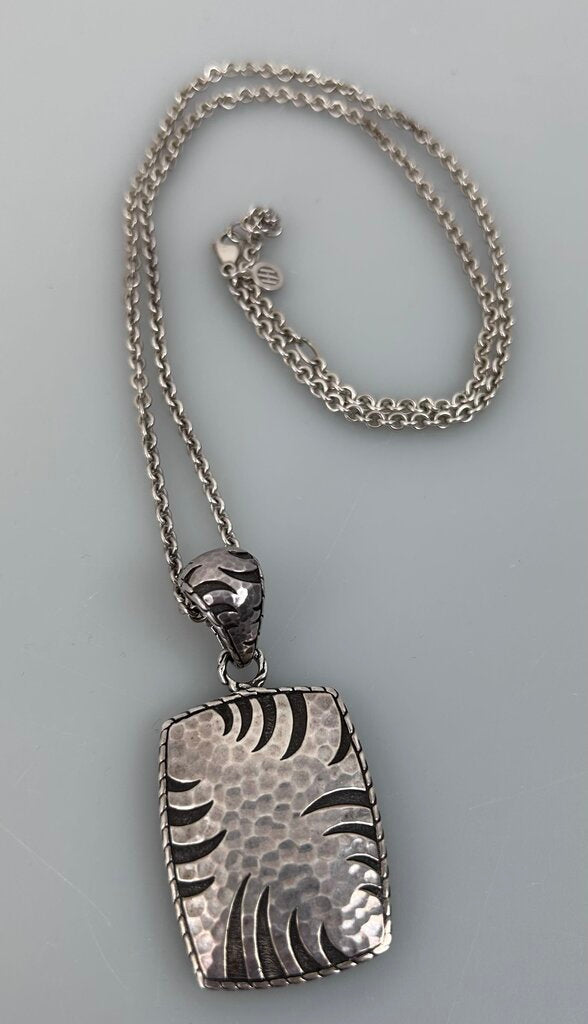 John Hardy square tiger detail pendant on chain