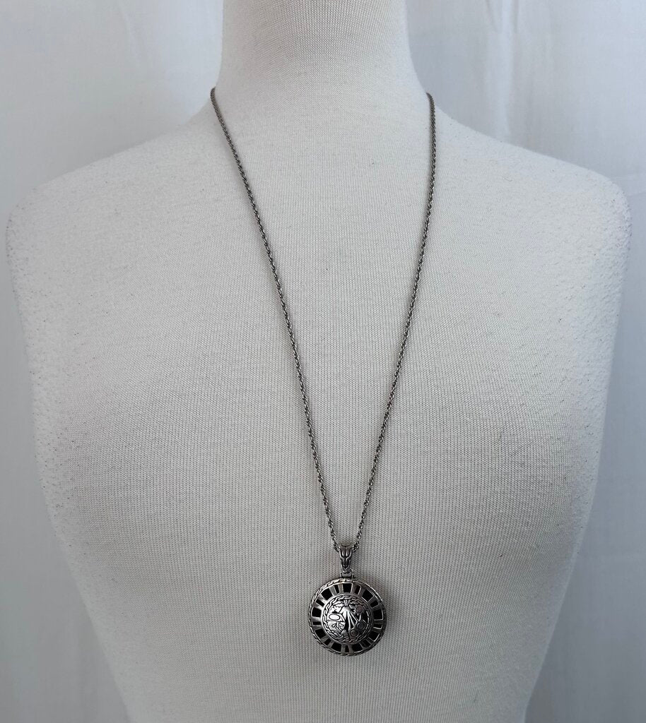 John Hardy round hammered silver pendant on chain