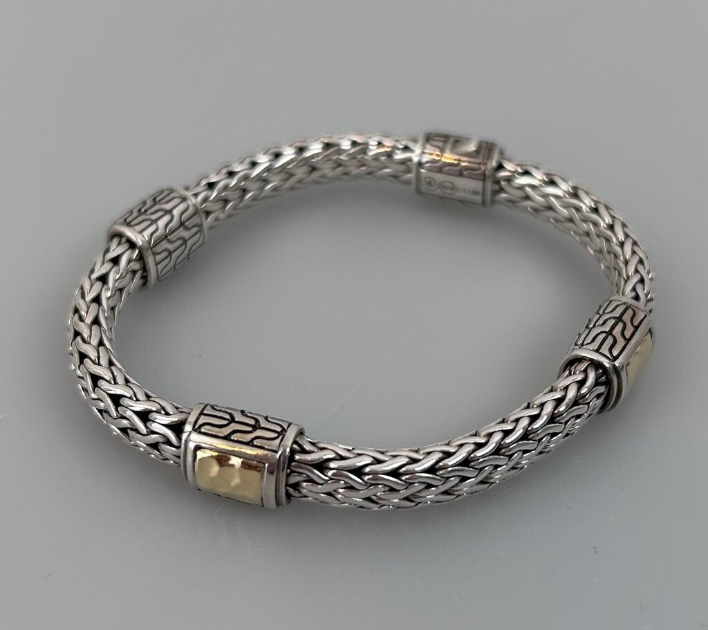 John Hardy woven chunky gold detail clasp bracelet
