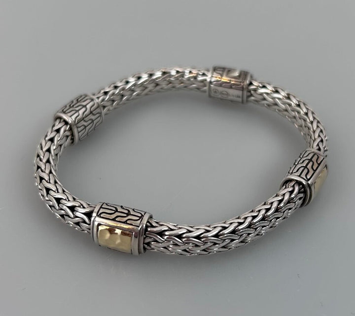 John Hardy woven chunky gold detail clasp bracelet