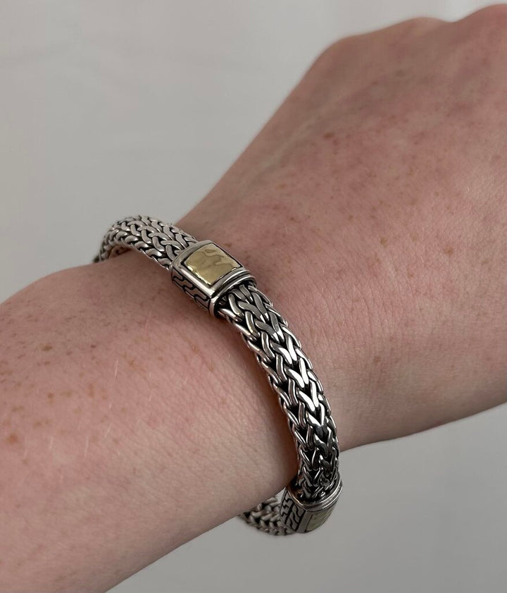John Hardy woven chunky gold detail clasp bracelet