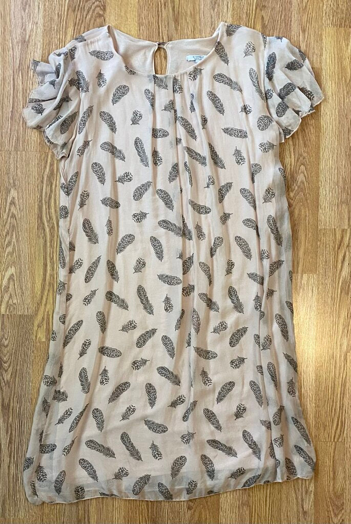 Rosemarine feather print a-line dress (M)