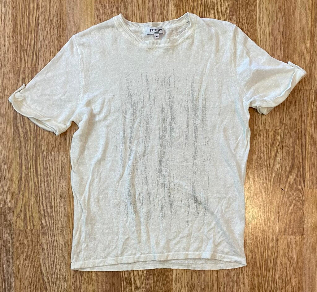 Estheme linen "scratchy" graphic tee (M)