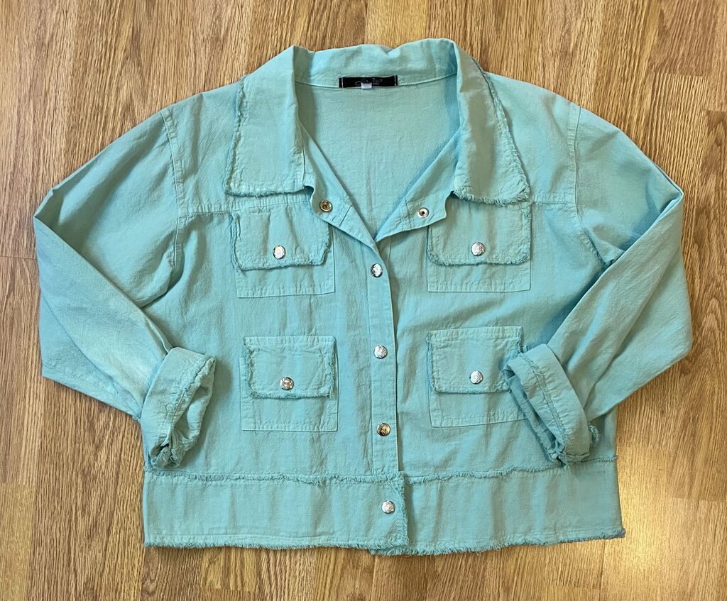 Giocam multi-pocket raw hem lightweight jacket (XS)