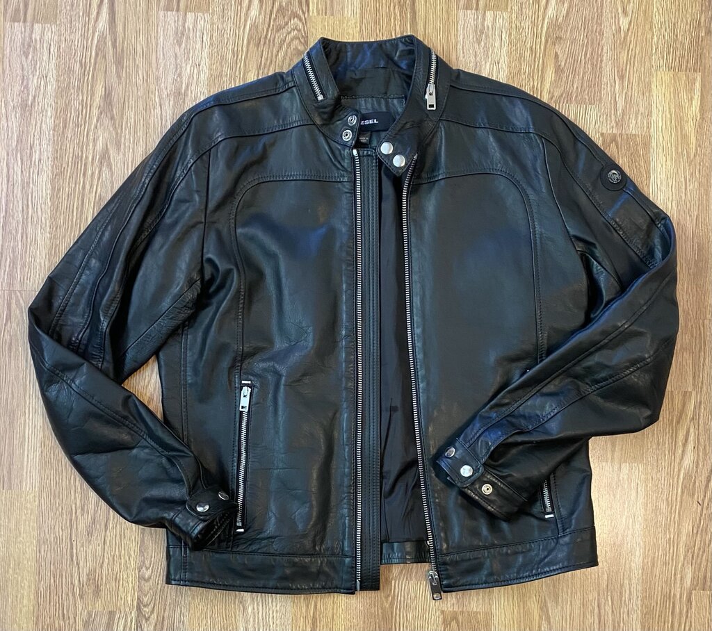 Diesel heavyweight leather moto jacket (XL)