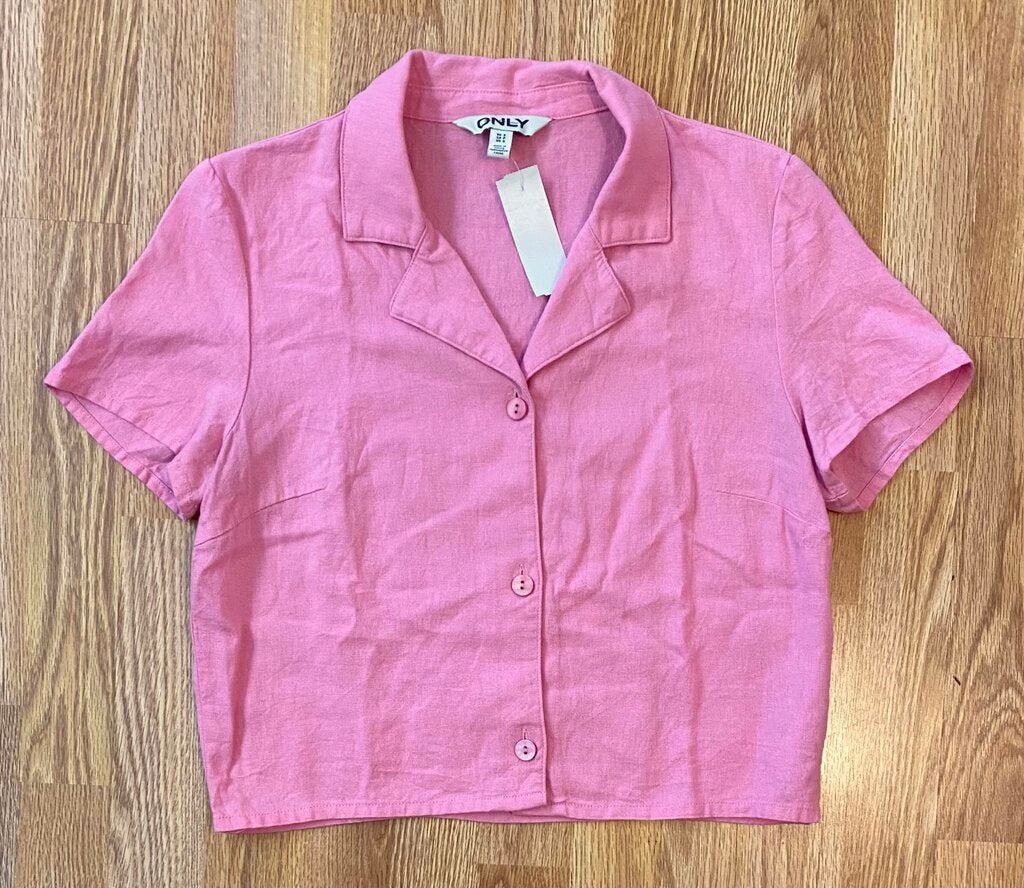 Only linen button-down crop (S)