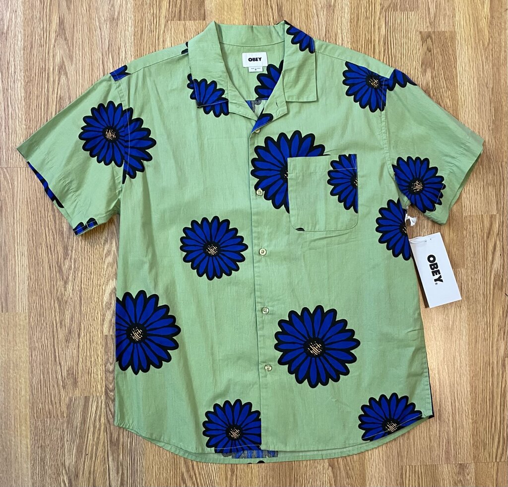 Obey NWT daisy print button-down (M)